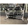 Image 1 : ASSORTED DUMBBELLS & WHITE WEIGHT RACK