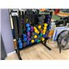 Image 1 : ASSORTED DUMBBELLS & BLACK WEIGHT RACK