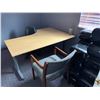 Image 1 : CONTENTS OF UPPER OFFICE INCLUDING SHELF WITH MAGAZINES, TV, 2 DESKS, ASSORTED CHAIRS, FILE