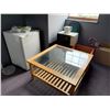 Image 1 : CONTENTS OF UPPER REPAIR OFFICE INCLUDING ; DANBY BARFRIDGE, LEATHER LOVE SEAT, MAPLE COCKTAIL