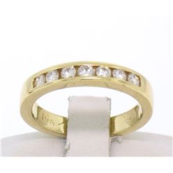 14k Solid Yellow Gold .28 ctw Channel Set 7 Round Diamond Band Ring