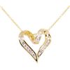 Image 1 : 0.50 ctw Diamond Heart Shaped Pendant with Chain - 14KT Yellow Gold