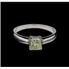 Image 2 : 0.70 ctw Light Yellow Diamond Solitaire Ring - 14KT White Gold