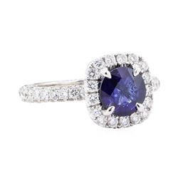 2.58 ctw Sapphire And Diamond Ring - 14KT White Gold