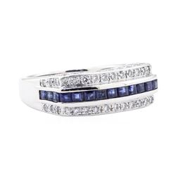 1.85 ctw Sapphire And Diamond Ring - 18KT White Gold