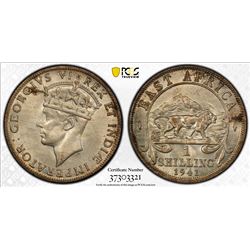 EAST AFRICA: George VI, 1936-1952, AR shilling, 1941-I. PCGS MS63