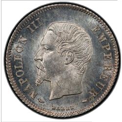 FRANCE: Napoleon III, 1852-1870, AR 20 centimes, 1854-A. PCGS MS66