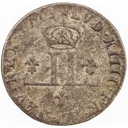 FRENCH COLONIES: Louis XIV, 1643-1715, BI 30 deniers, Lyon mint, 1713-D. VF