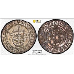 SAXONY: Johann Georg II, 1656-1680, AR 1/12 thaler, Dresden mint, 1680. PCGS MS63