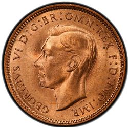 GREAT BRITAIN: George VI, 1936-1952, AE farthing, 1943. PCGS graded MS65