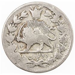 IRAN: Nasir al-Din Shah, 1848-1896, AR 2 qiran (=2000 dinars), Tehran, AH1311. F-VF