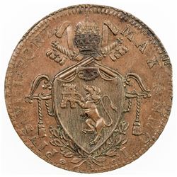 ITALIAN STATES: PAPAL STATES: Pius VIII, 1829-1830, AE baiocco, 1829-R. EF