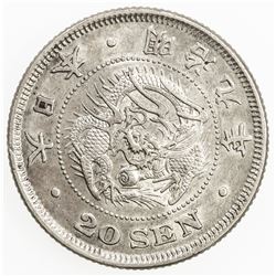 JAPAN: Meiji, 1868-1912, AR 20 sen, year 9 (1876). AU