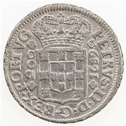 PORTUGAL: Peter II, 1683-1706, AR 200 reis, Porto, 1689. VF