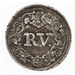 TRAVANCORE: Rama Varma IV, 1860-1880, AR velli fanam, ND (1864). VF-EF