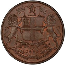 BRITISH INDIA: Victoria, Queen, 1837-1876, AE 1/4 anna, 1858(w). PCGS MS65