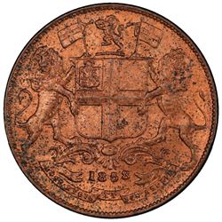 BRITISH INDIA: Victoria, Queen, 1837-1876, AE 1/4 anna, 1858(w). PCGS MS63