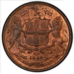BRITISH INDIA: Victoria, Queen, 1837-1876, AE 1/4 anna, 1858(w). PCGS MS64