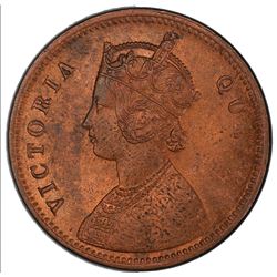 BRITISH INDIA: Victoria, Queen, 1837-1876, AE 1/4 anna, 1862(m). PCGS MS63