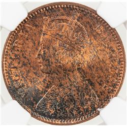 BRITISH INDIA: Victoria, Empress, 1876-1901, AE 1/4 anna, 1880(c). NGC MS63