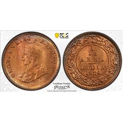 BRITISH INDIA: George V, 1910-1936, AE 1/12 anna, 1915(c). PCGS MS66