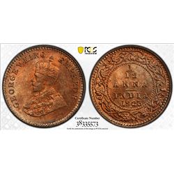 BRITISH INDIA: George V, 1910-1936, AE 1/12 anna, 1915(c). PCGS MS66