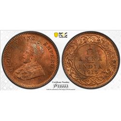 BRITISH INDIA: George V, 1910-1936, AE 1/12 anna, 1915(c). PCGS MS66