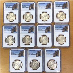 BRITISH INDIA: George V, 1910-1936, LOT of 11 rupees, all in specially labelled NGC holders
