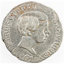 PORTUGUESE INDIA: GOA: Pedro V, 1853-1861, AR rupia (11.03g), 1861. EF