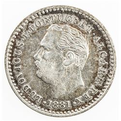 PORTUGUESE INDIA: Luiz I, 1861-1889, AR 1/8 rupia, Calcutta mint, 1881. EF