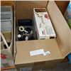 Image 2 : 3 BOXES OF VARIOUS OFFICE SUPPLIES, CAMPING GEAR, ETC