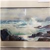 Image 2 : WAVES CRASHING ON THE SHORE WATERCOLOR SIGNED 1981
