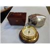 Image 1 : DRESSER BOX, ABBEY BAROMETER, AND METAL LIDDED DISH