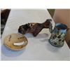 Image 1 : WOVEN BASKET PETRIFIED DRIFTWOOD AND METAL TEAPOT