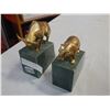 Image 2 : MARBLE AND BRASS BEAR AND BULL BOOK ENDS