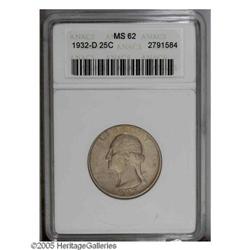 1932-D 25C MS62 ANACS. Dappled honey and steel-gra 1932-D[25C] MS62 ANACS.