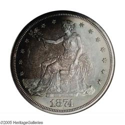 1874 T$1 PR67 NGC. Beautiful ocean-blue and plum cente 1874[T$1] PR67 NGC.