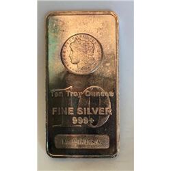 10 Ounce Silver Bullion Morgan Design Bar