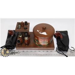 FLAT WITH PIPESTAND & CONTAINER, PIPES AND 2 PIPES