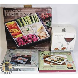 GLASS SERVING TRAY AND PLATTER, SUSHI DISHES,