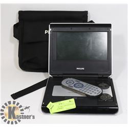 PHILLIPS PORTABLE DVD WITH BAG, REMOTE AND WIRES