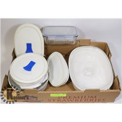 5PC CORNING WARE & 1 GLASS FOOD STORAGE WITH SNAP