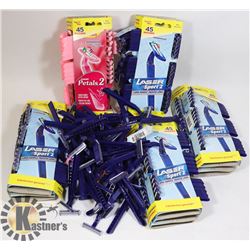 BOX OF MENS & WOMENS RAZORS, NEW.