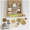 Image 1 : BOX OF VARIOUS COINS, TOKENS AND MORE.
