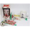 Image 1 : 5 BETTY BOOP COLLECTIBLES - GLASS, WATCH, DOLL,
