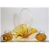Image 1 : YELLOW GLASS DECORATIVE CANDY DISH & 2 CANDLE