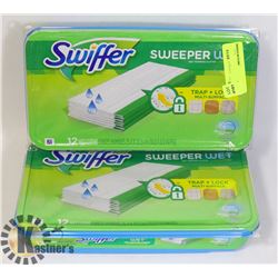 TWO 12PACKS OF SWIFFER SWEEPER WET REFILLS