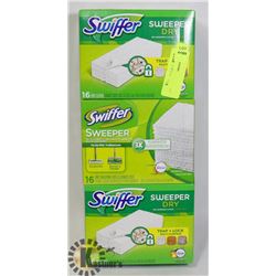 THREE PACKS OF SWIFFER SWEEPER DRY REFILLS