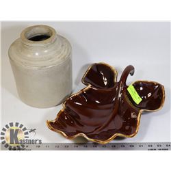 CANDY DISH & SMALL CROCK.