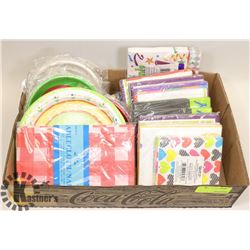 LOT OF PARTY PLATES AND NAPKINS.